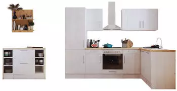 Respekta mit Insel - L&auml;rche wei&szlig; - Wildeiche - mit E-Ger&auml;ten - 280x172+124 cm (001899021801)
