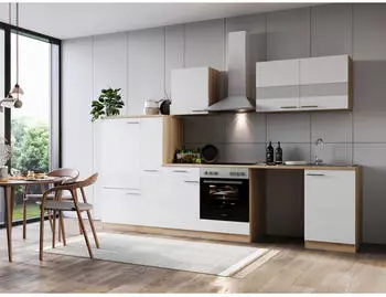 Respekta K&uuml;che f&uuml;r Unterbau Waschmaschine Eiche Wei&szlig; Merle 310 cm (001899039903)