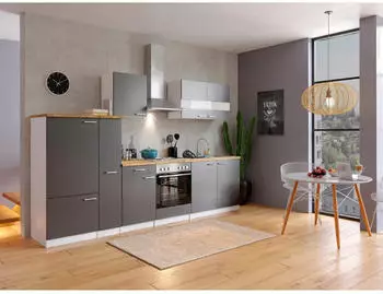 Respekta K&uuml;che K&uuml;chenblock Einbauk&uuml;che Wei&szlig; Grau Malia 300 cm (KB300WGG)