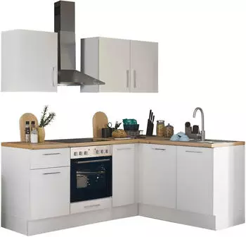 Stella Trading Turin Moderne Eckküche mit Elektrogeräten in Weiß Artisan Eiche Optik - Geräumige in L-Form mit viel Stauraum - 210 x 211 x 60 cm (B/H/T) (8G-LA4-17)