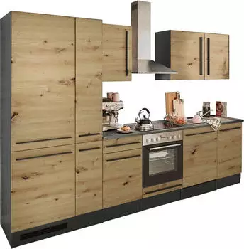 Stella Trading Jazz 8 Moderne mit Elektroger&auml;ten in Anthrazit Artisan Eiche Optik - Ger&auml;umige Einbauk&uuml;che mit viel Stauraum - 310 x 211 x 60 cm (B/H/T) (8G-145-Y6)