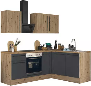 Kochstation Florida 210x165cm schwarz matt/artisan