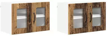vidaXL Lucca wall kitchen cabinet aged wood with 4 shelves (set of 2) 60 x 31 x 40 cm