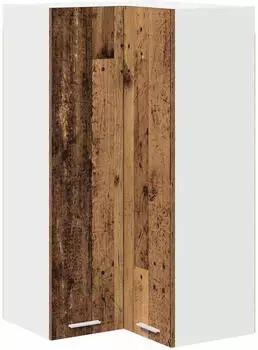 vidaXL Corner wall kitchen cabinet aged wood and white with 2 doors and 3 shelves 57 x 57 x 100 cm