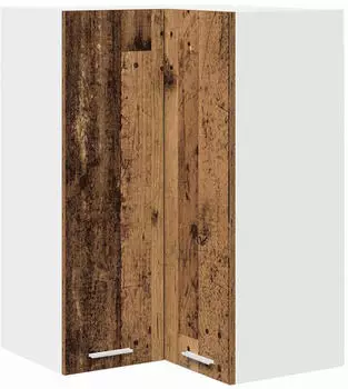 vidaXL Corner wall kitchen cabinet aged wood and white with 3 shelves 57 x 57 x 80 cm