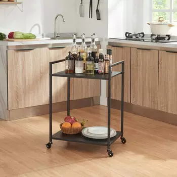 en.casa Servierwagen 'Lesja' mit 2 Ablagen Metall 68,5 x 50 x 36 cm Schwarz