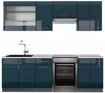 VICCO Fame-Line Dunkelblau Hochglanz/Anthrazit 240 cm AP Marmor Front: Dunkelblau Hochglanz (800000827661)