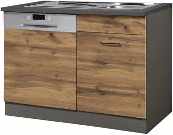 Kochstation Sp&uuml;lenschrank KS-Trier 110 x 60 x 85 cm wotaneiche/grafit