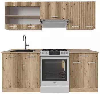 VICCO R-Line Artisan-Eiche/Goldkraft Eiche 200 cm ohne Arbeitsplatte Front: Artisan-Eiche (21185)