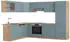VICCO R-Line Blau-Grau/Goldkraft Eiche 227 x 287 cm ohne Arbeitsplatte Front: Blau-Grau (800000830724)