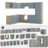 VICCO R-Line Blau-Grau/Goldkraft Eiche 227 x 287 cm ohne Arbeitsplatte Front: Blau-Grau (800000830724)