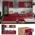 VICCO Küchenblock R-Line 300cm Mikrowellenumbauschrank Bordeaux Hochglanz/Goldkraft Eiche (1519)