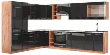 VICCO Fame-Line Goldkraft Eiche/Wei&szlig; 257 x 60 cm AP Marmor Front: Anthrazit Hochglanz (800000830989)