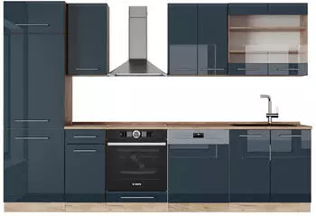 VICCO Fame-Line Dunkelblau Hochglanz/Goldkraft Eiche 300 cm ohne Arbeit... Dunkelblau Hochglanz/Goldkraft Eiche | Front: Dunkelblau Hochglanz (49773)