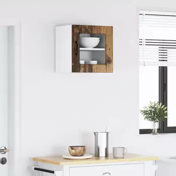 vidaXL Wall kitchen cabinet aged wood with shelf 40 x 31 x 40 cm