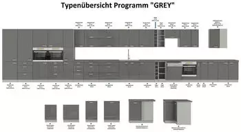 K&uuml;chenpreis-Bombe Grey Bianca K&uuml;chen-Hochschrank 60cm Hochglanz Grau