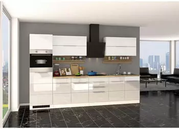 Held Neapel Küchenblock 320cm Weiß Hochglanz/Sonoma Eiche ohne Elektrogeräte (000307003606)
