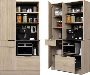 Parisot Fumay 11 K&uuml;chenbuffet 100x186x45cm Eiche / Beton-Optik Dunkel