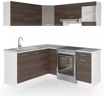 VICCO K&uuml;chenzeile L-Form 167x187cm edelgrau/wei&szlig; (26325) (ohne E-Ger&auml;te)