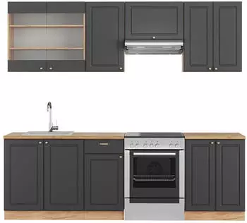 VICCO Fame-Line 240cm Landhaus Eiche anthrazit-gold (ohne Geräte) (38667)
