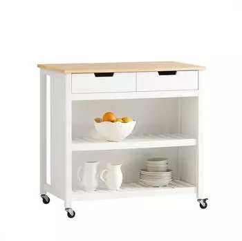 SoBuy Servierwagen Wei&szlig;/Natur 100x94x60cm (FKW74-WN)