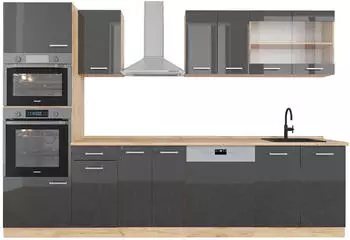 VICCO R-Line 300cm Eiche Anthrazit Hochglanz (37158)