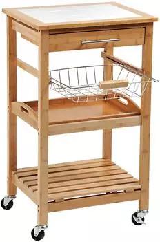 Kesper Küchenwagen Bambus Keramik 48x81x38 cm weiß