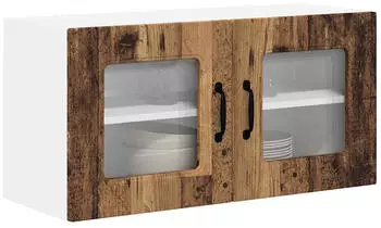 vidaXL Wall kitchen cabinet Kalmar aged wood with large shelf 80 x 31 x 40 cm
