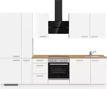 Nobilia Touch II K&uuml;chenzeile 300cm Alpinwei&szlig; supermatt, Arbeitsplatte Eiche Sierra