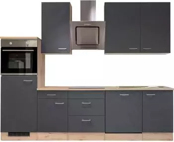 Flex-Well Moreana K&uuml;chenzeile 280cm Basaltgrau / San Remo Eiche