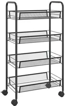 vidaXL K&uuml;chenwagen 4 Etagen Schwarz 46x26x85 cm Eisen (336325)