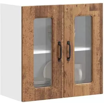 vidaXL Wall kitchen cabinet Kalmar with glass door 60 x 31 x 60 cm aged wood