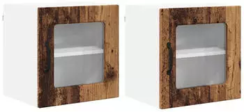 vidaXL Wall kitchen cabinet aged wood with door set of 2 40 x 31 x 40 cm