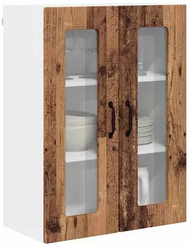 vidaXL Wall kitchen cabinet Kalmar aged wood with 2 doors and 3 shelves 60 x 31 x 80 cm white frame
