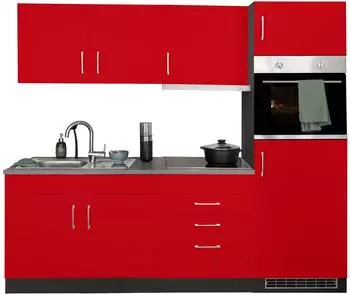 Kochstation KS-Paris B220 cm rot/grafit anthrazit