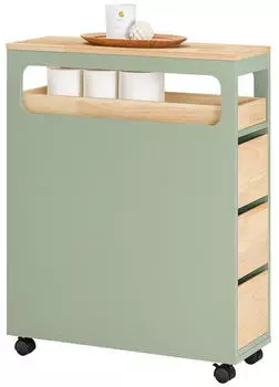 SoBuy Nischenregal mit 3 Schubladen 24x82x65 cm Natur/gr&uuml;n