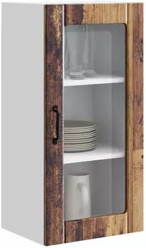 vidaXL Wall kitchen cabinet aged wood with door set of 2 40 x 31 x 80 cm