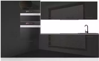Belini Grace Küchenzeile 300cm Schwarz Hochglanz ohne Elektrogeräte (INF GRACE/0/WT/B/B/B1)