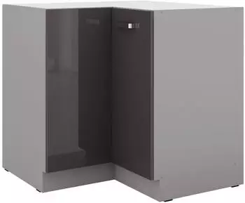 K&uuml;chenpreis-Bombe Bianca Eckunterschrank 90x90cm Hochglanz Grau