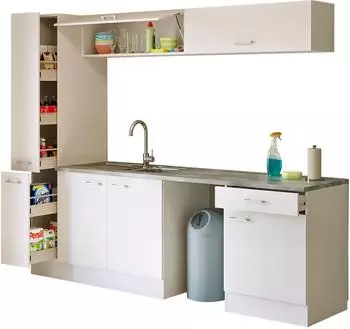 Flex-Well Lucca K&uuml;chenzeile 7-teilig, wei&szlig; matt, 240cm (00011984)