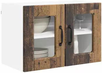 vidaXL Wall kitchen cabinet aged wood with door set of 2 60 x 31 x 40 cm