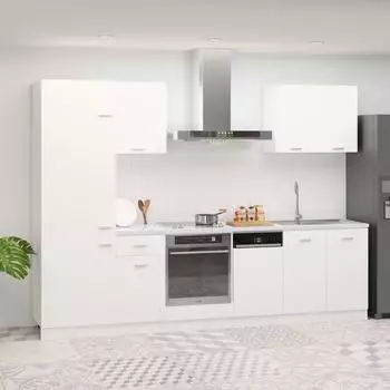 vidaXL Lyon 7-tlg. K&uuml;chenzeile Holzwerkstoff Wei&szlig; (3067631)