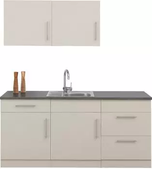 Wiho Küchen Cali Küchenzeile 180cm Front Cashmere Arbeitsplatte Granit Grau