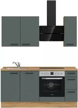 Nobilia Easytouch II K&uuml;chenzeile 180cm mineralgr&uuml;n, Korpus Eiche Sierra Nachbildung