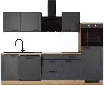 Flex-Well Romeo & Julia Küchenzeile 280cm, anthrazit matt, ohne E-Geräte