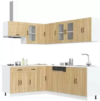 vidaXL K&uuml;chenschrank-Set Kalmar 11-tlg. Sonoma-Eiche Holzwerkstoff (3314884)