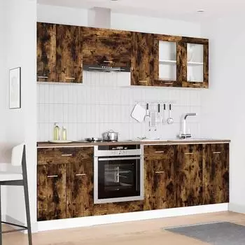 vidaXL K&uuml;chenschrank-Set Lyon 8-teilig, R&auml;uchereiche (3388348)