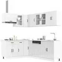 vidaXL 11-tlg. K&uuml;chenschrank-Set Lucca Hochglanz-Wei&szlig; Holzwerkstoff