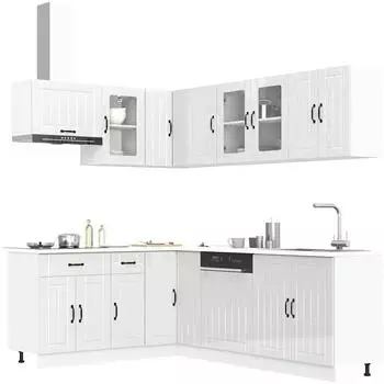vidaXL Lucca K&uuml;chenschrank-Set 11-tlg. Holzwerkstoff hochglanz-wei&szlig; (3314893)