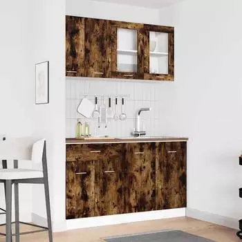 vidaXL Lyon K&uuml;chenschrank-Set 4-tlg. ger&auml;ucherte Eiche (3388345)